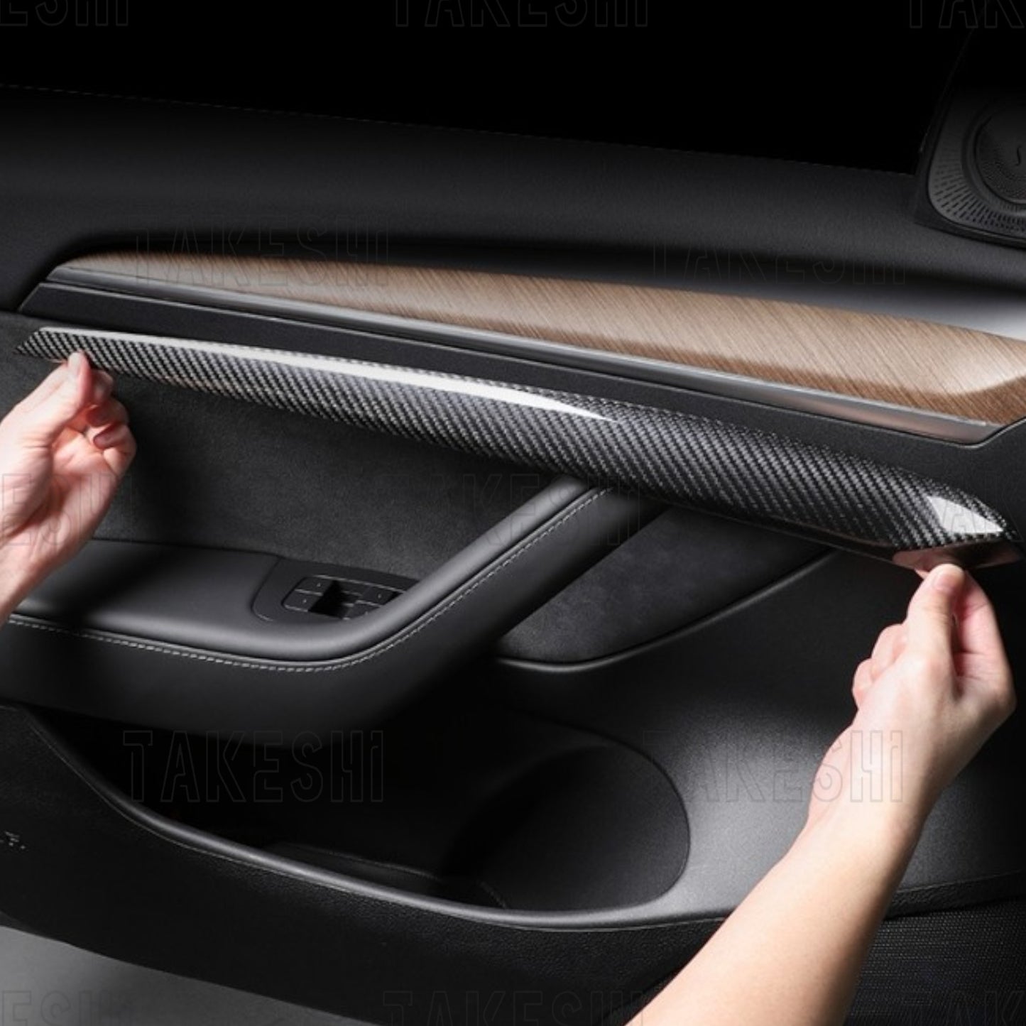 TESLA MODEL Y 3 真碳纖維車門飾條貼片