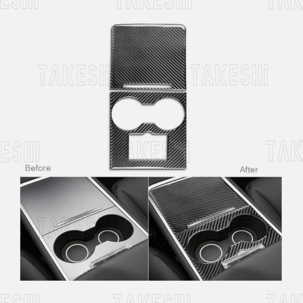 23+ 特斯拉 TESLA MODEL Y 3 真碳纖維中央杯架飾板貼片