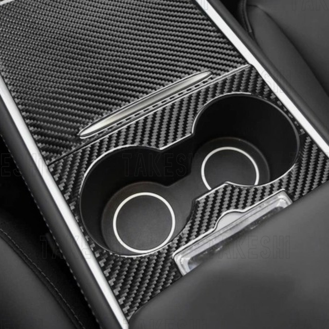 23+ 特斯拉 TESLA MODEL Y 3 真碳纖維中央杯架飾板貼片