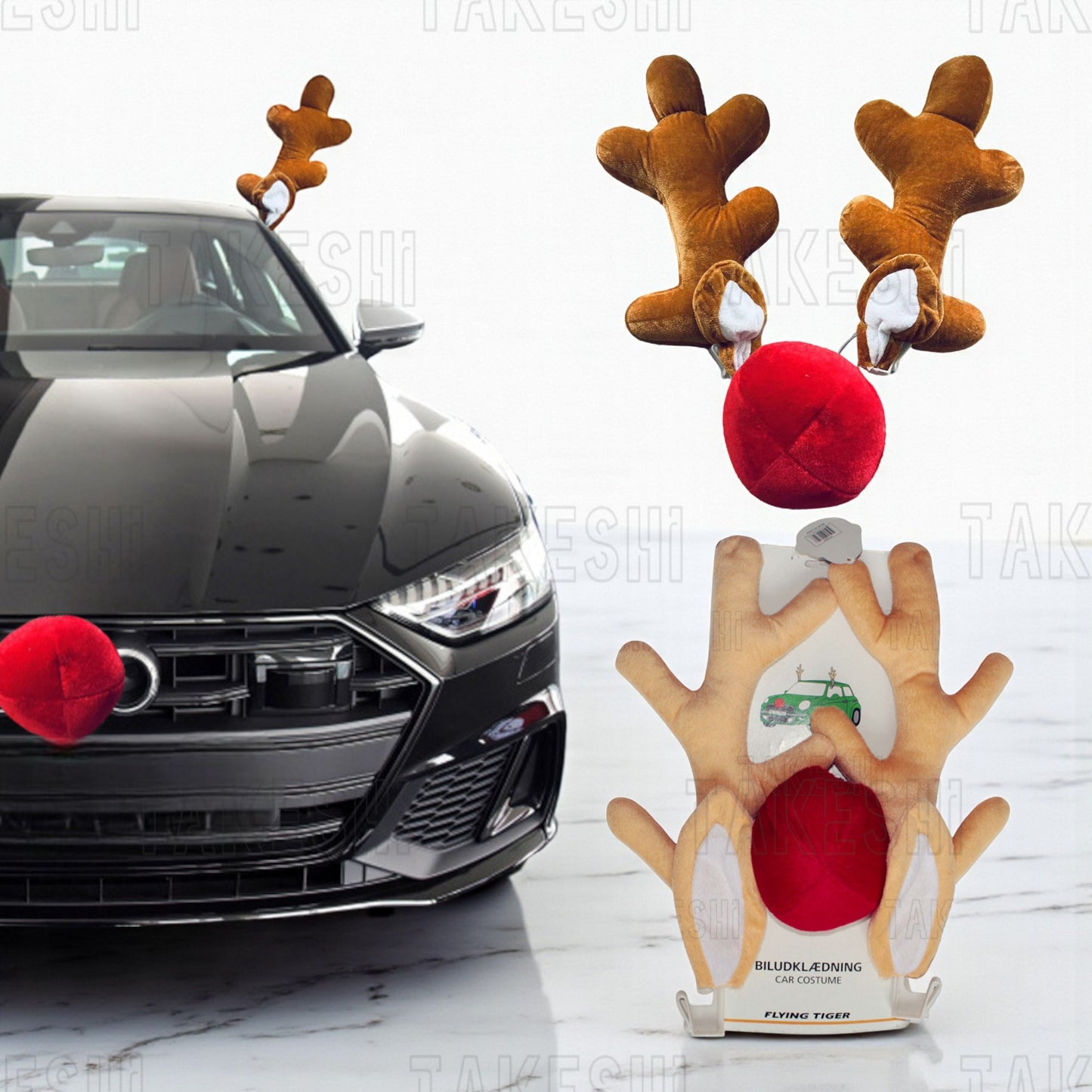 聖誕鹿角 汽車專用聖誕節馴鹿角裝飾｜小耳朵款