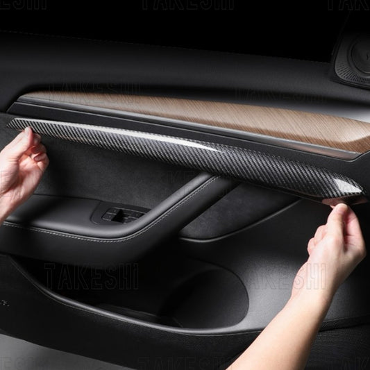 TESLA MODEL Y 3 真碳纖維車門飾條貼片