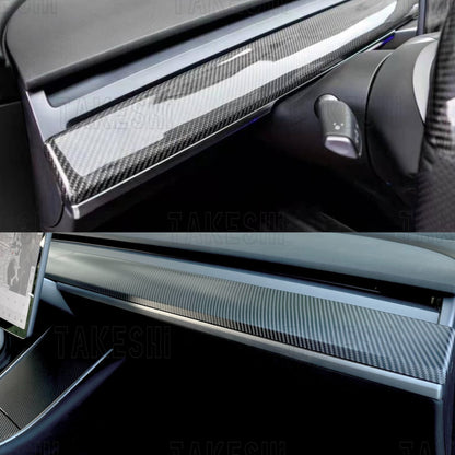 TESLA MODEL 3 / MODEL Y｜真碳纖維儀錶板飾條貼片
