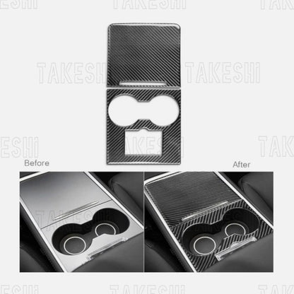 23+ 特斯拉 TESLA MODEL Y 3 真碳纖維中央杯架飾板貼片