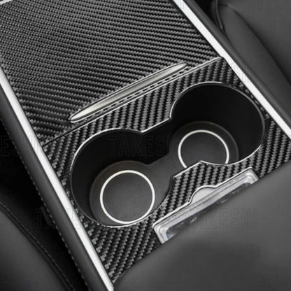 23+ 特斯拉 TESLA MODEL Y 3 真碳纖維中央杯架飾板貼片